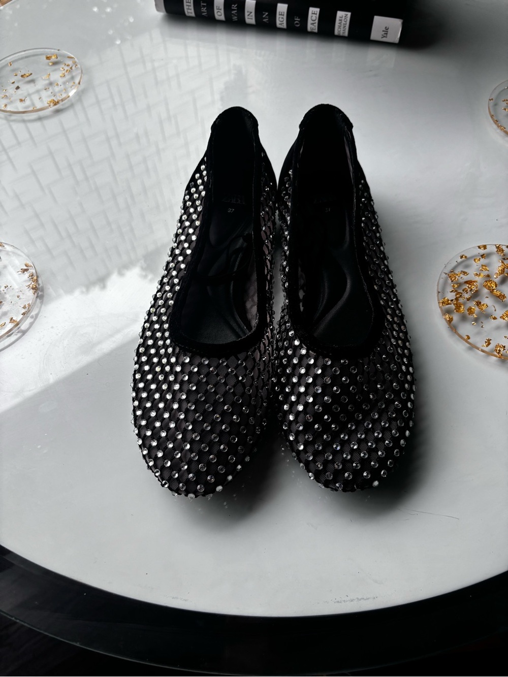 Zara Black Studded Ballet Flats